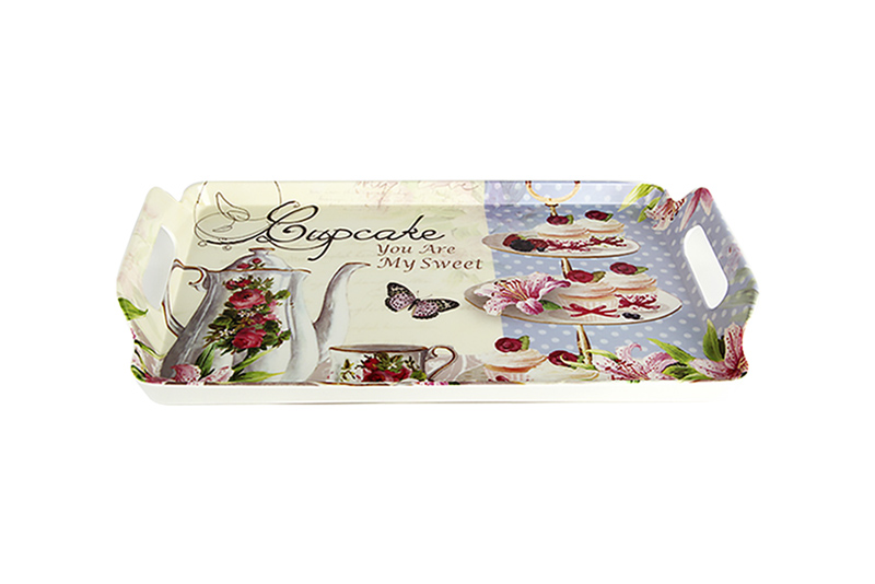Поднос с ручк.33*21,5см прям.Капкейк(929234)\1
