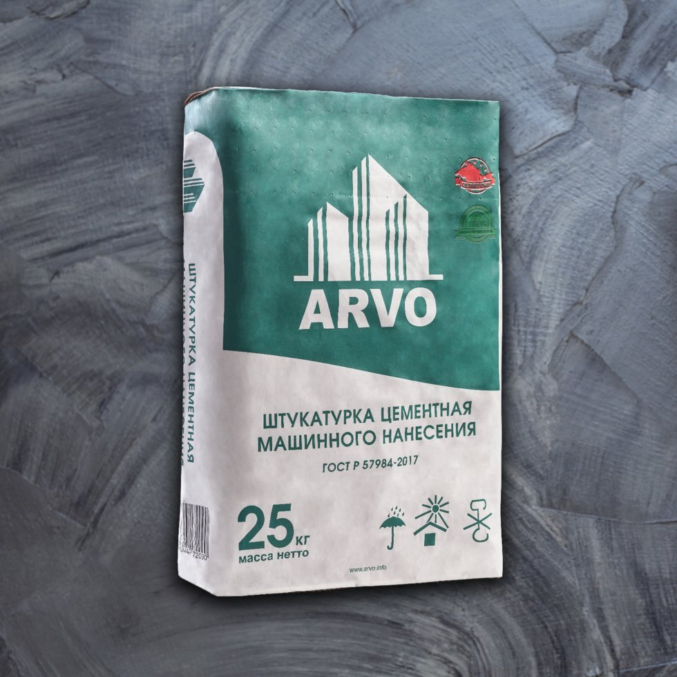 Штукатурка АРВО цемент маш и ручного нанесения 25 кг.