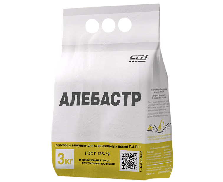 Гипс строительный Алебастр Г-4 3кг.