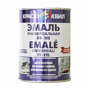 Эмаль ПФ-115 Универс. св. серая 0.9 кг.Квил