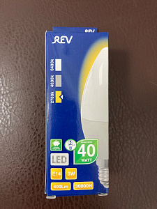 REV LED C37 Е14 5W.2700K.,теплый свет