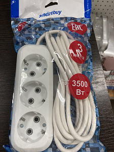 Удлин. 3 гнез. 3м.16 А.с заземл.ПВС 3*1,0  Smartbuy