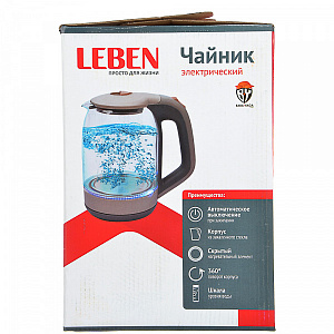 Чайник электрич.со стеклян. колбой Leben 1.7л