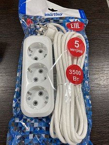 Удлин. 3 гнез. 5м.16А.с.заземл.ПВС 3*1,0 Smartbuy